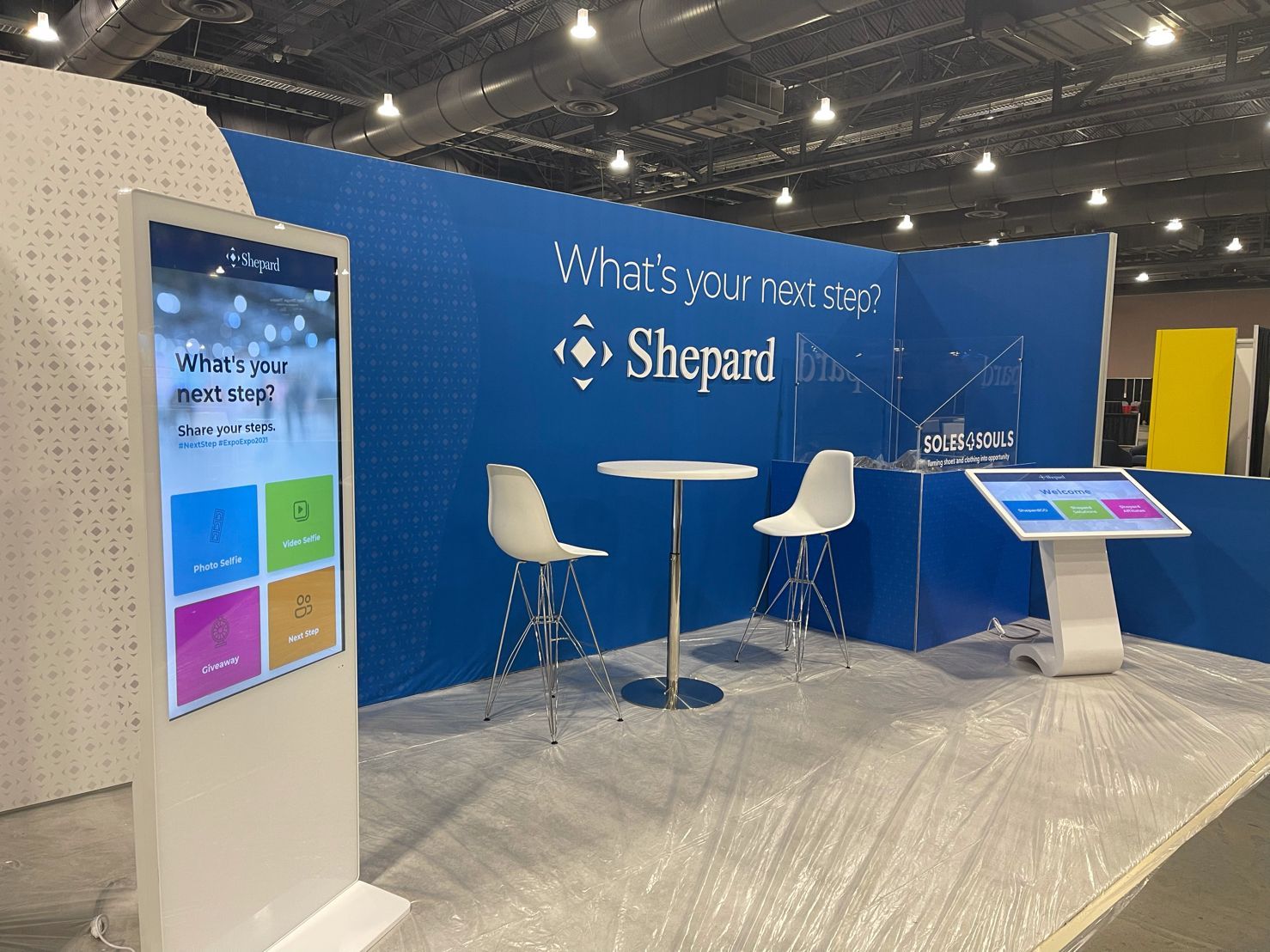 trade show standing kiosk and touch table