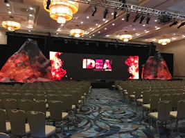NPD's Idea Under Fire On Fire Conference event space waiting on attendees to arrive.