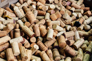 Wine corks on display, waiting to be fitted in a bottle.
