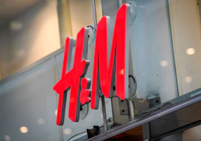 H&M logo on outside of NYC store.
